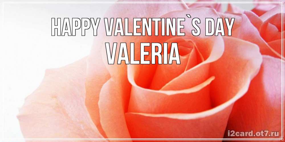 Greetings card с именем, Valeria Happy Valentine`s Day открытка на день Святого Валентина с розовой розой Greetings with text for free download 
